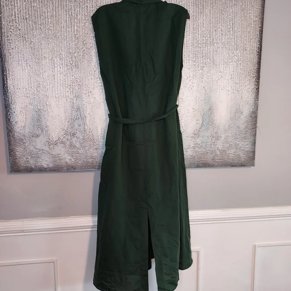 ZARA Belted Midi Linen Blend Dress Sz-XL - Picture 10 of 12